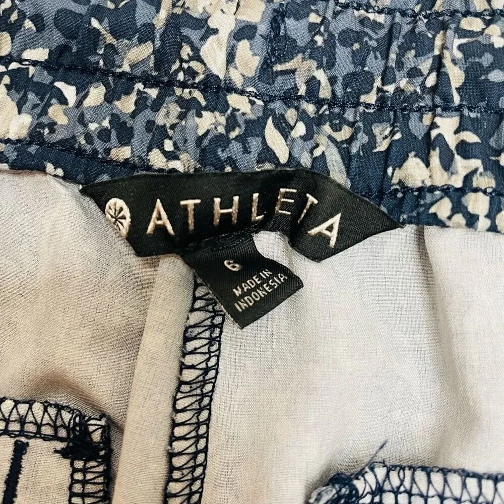 Athleta Printed Baha Short Woodblock Texture Navy Size 6